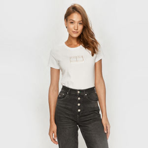 Tommy Jeans dámské bílé tričko Metallic - L (YBR)